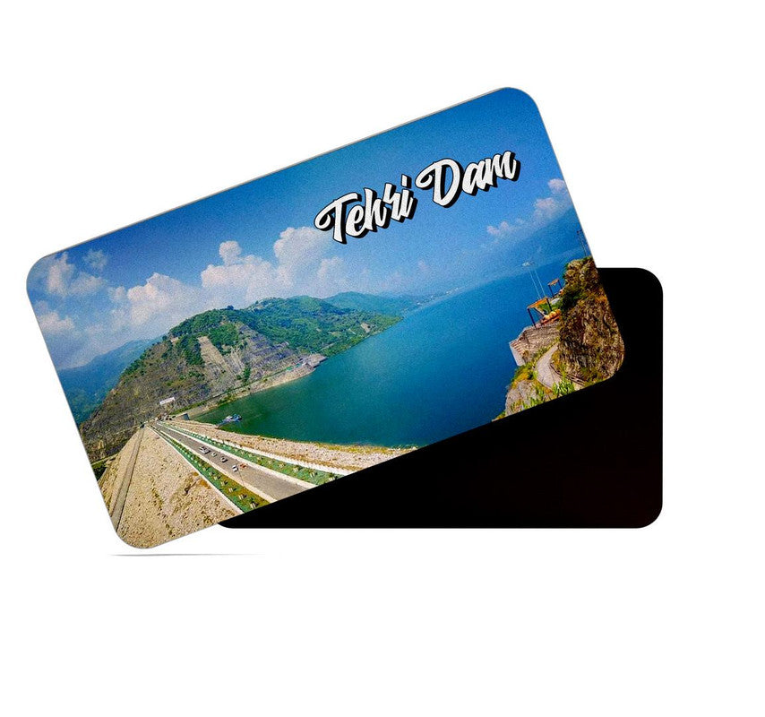 dhcrafts Rectangular Rubber Fridge Magnet / Magnetic Card Multicolor Uttarakhand Tehri Dam Design Pack of 1 (8.6cm x 5.4cm)